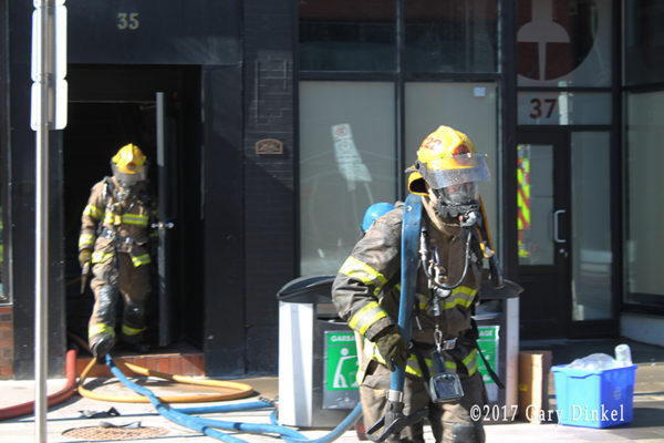 Kitchener firefighters at fire scene