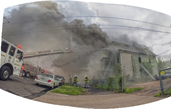 panoramic image of fire scene