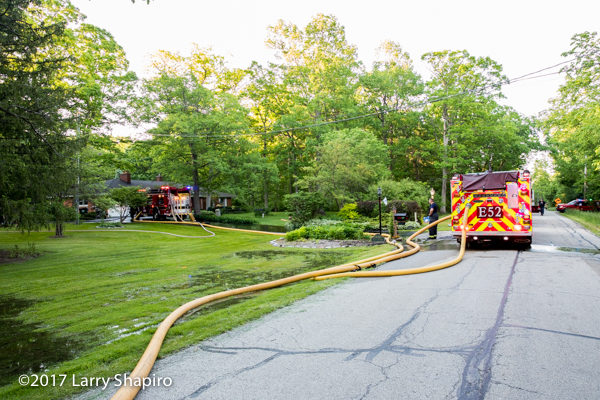 long hose lay at fire scene