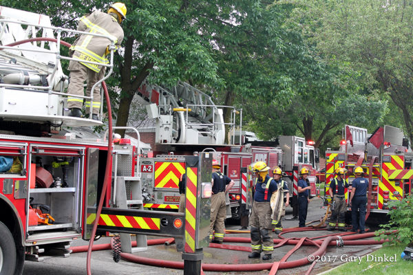 Kitchener fire trucks at fire scene