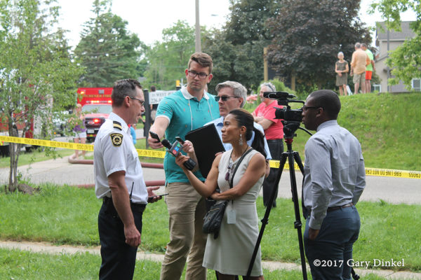 Kitchener fire chief interview by the media press briefing