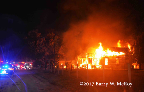rural house fully engulfed in fore