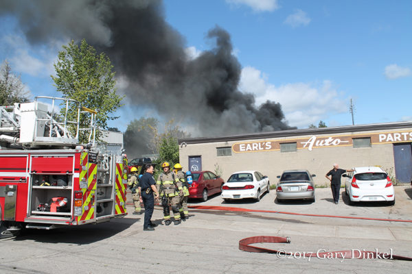 kitchener Ontario firefighters battle scrapyard fire