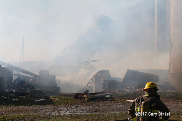 remnants of barn fire in Canada
