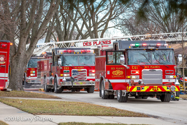 fleet of Pierce fire trucks on scene