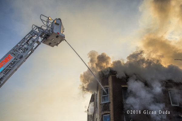 2-Alarm fire in New Britain CT with E-ONE tower ladder 