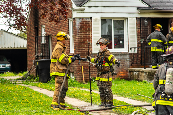 Detroit Firefighter in decon after a fire