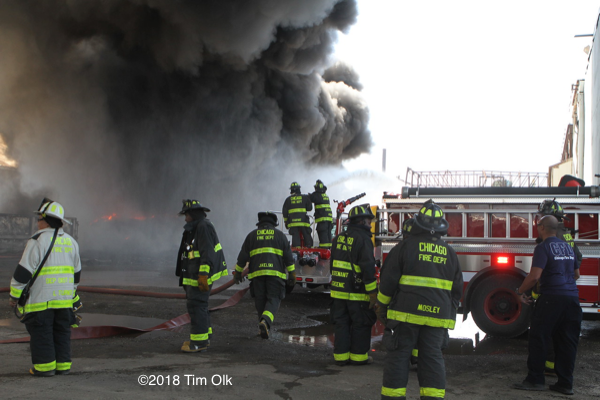 fire in a recycling yard in Chicago