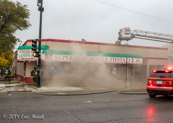 heavy smoke from grocery store fire