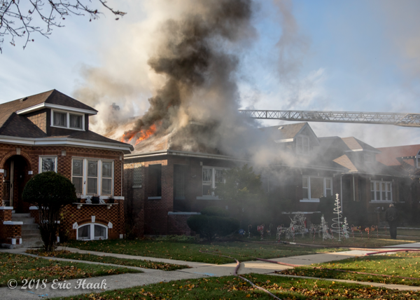 Chicago bungalow on fire