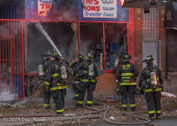 Chicago Firefighters at a commercial building fire
