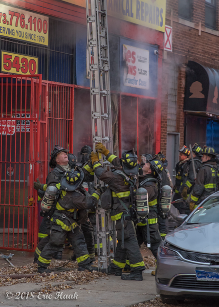 Chicago Firefighters at a commercial building fire