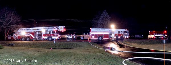 fire trucks at night fire scene