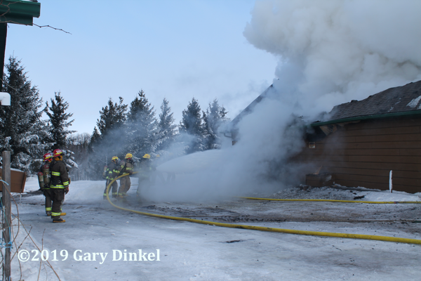 Firefighters battle winter house fire
