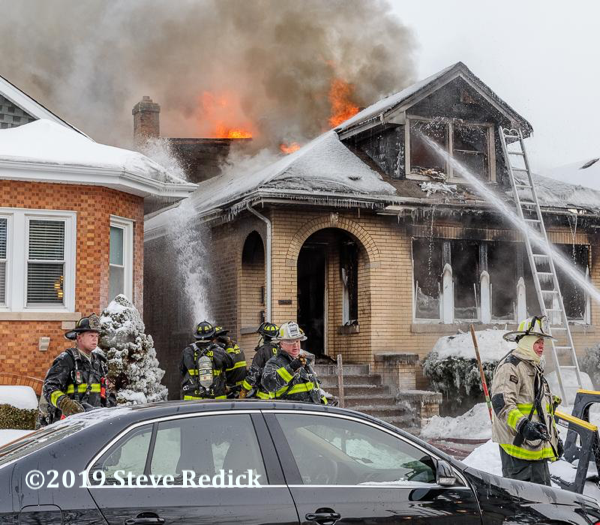 Chicago bungalow on fire