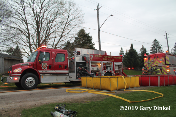 Wilmot Township (ON) FD engine drafting from portable tanks