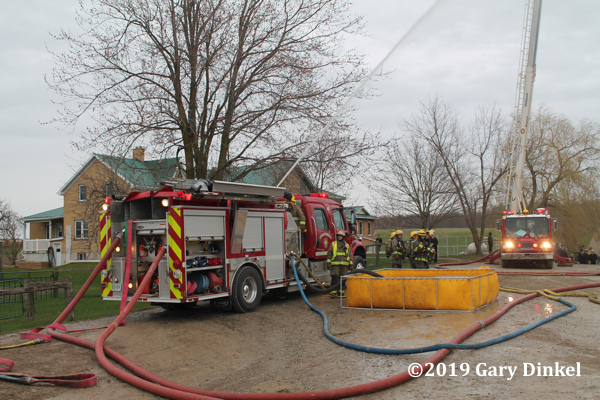 fire engine drafting from portable tank