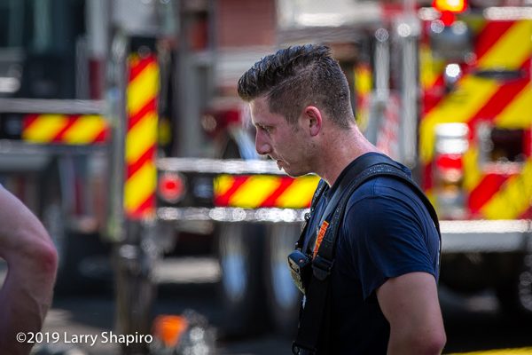 exhausted Firefighter after fighting a fire