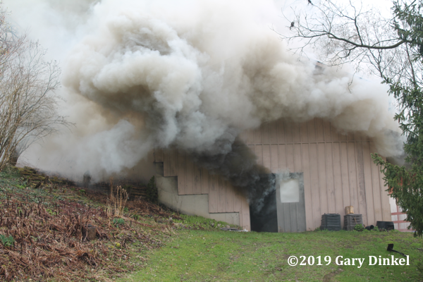 heavy smoke from barn fire