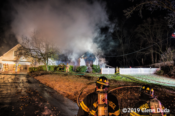 heavy smoke from house fire at night
