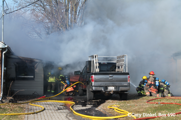 Kitchener Firefighters battle a garage fire