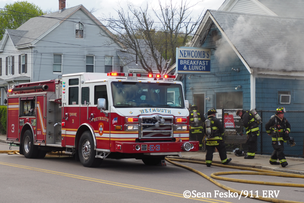 Weymouth fire engine at fire scene