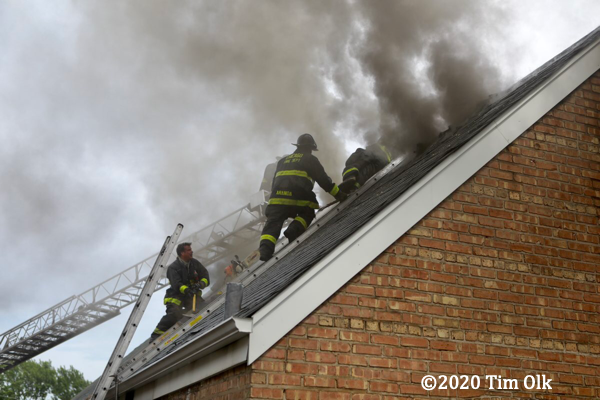 Chicago Firefighters battle a house fire