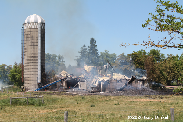 aftermath of barn fire in Ontario