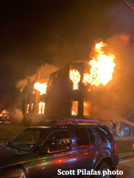 massive house fire at night