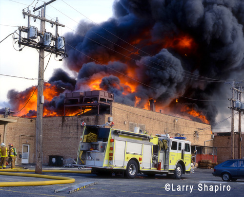 #chicagoareafire.com; #larryshapiro.tumblr.com; #larryshapiro; #shapirophotography.net; #WheelingFD; #FranklinFoodsfire; #FireTruck; #massivesmoke; #flames; #Sutphen; 